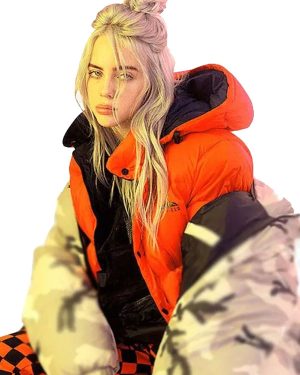 Billie Eilish Singer Orange Puffer Jacket