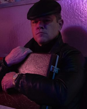 Drive Away Dolls (2023) Matt Damon Leather Black Jacket