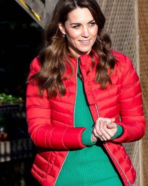 Christmas Kate Middleton Red Puffer Jacket