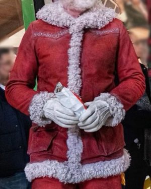 Santa Claus Red One JK Simmons Christmas Suede Leather Jacket