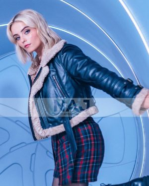 Doctor Who Millie Gibson Black Shearling Leather Jacket