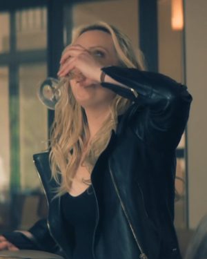 Elisabeth Moss The Veil Imogen Salter Black Biker Leather Jacket
