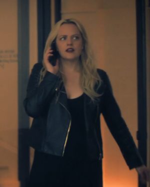 Elisabeth Moss The Veil Mini Tv Series Imogen Salter Black Biker Leather Jacket