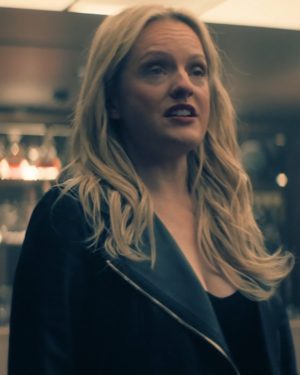 Elisabeth Moss The Veil Tv Mini Series Imogen Salter Black Leather Biker Jacket