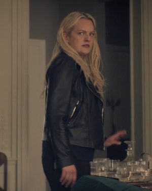 Elisabeth Moss The Veil Tv Series Imogen Salter Black Biker Leather Jacket