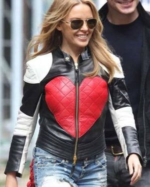 Kylie Minogue Red Love Heart Leather Jacket