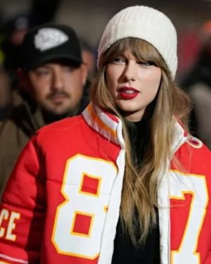 Taylor Swift NFL Chiefs-Dolphins Game 87 Red Jacket For Sale