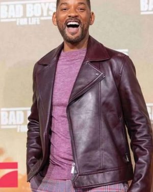 Lt. Mike Lowrey Bad Boys for Life Movie Event Premiere Biker Leather Maroon Jacket
