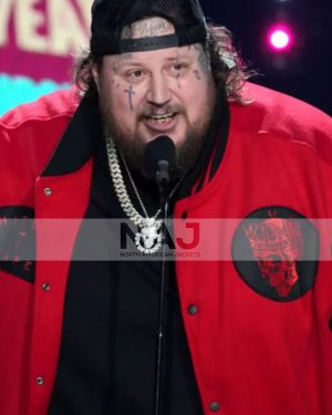 Billboard 2023 CMT Awards Jelly Roll Black and Red Jacket