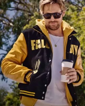 Ryan Gosling The Fall Guy 2024 Colt Seavers Black and Yellow Bomber Varsity Jacket