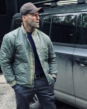 Actor and Martial Artist Jason Statham Bomber Green Quilted Jacket