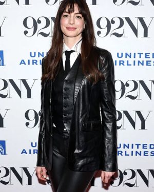 Anne Hathaway The Idea of You Black Leather Blazer