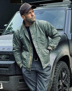 Jason Statham Green Bomber Quilted Jacket