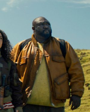 Nonso Anozie Sweet Tooth Series Tommy Jepperd Brown Leather Bomber Jacket