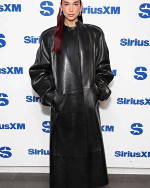 Siriusxm Studios Dua Lipa The Matrix Leather Long Black Coat