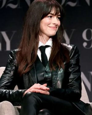 Solène The Idea of You Anne Hathaway New York Movie Premiere Leather Black Blazer