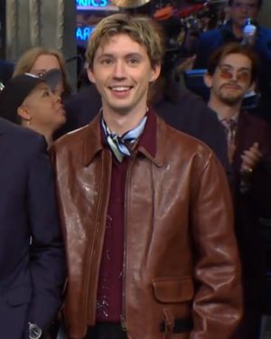 Troye Sivan Saturday Night Live Brown Leather Jacket