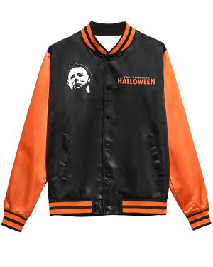 Buy Unisex Michael Myers Black and Orange Varsity Jacket for Halloween