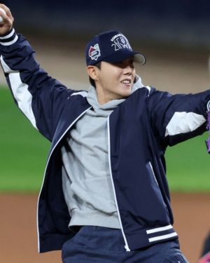 BTS J-Hope Blue and White Bomber Jacket