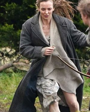 28 Years Later Movie Jodie Comer Grey Wool Trench Coat