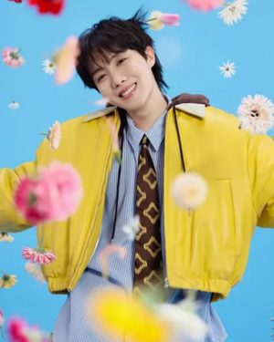 Sweet Dreams J Hope Cropped Yellow Leather Bomber Jacket