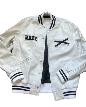 The Weeknd White Leather Varsity Jacket