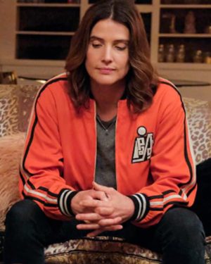 Shop Stumptown Cobie Smulders Orange Varsity Jacket