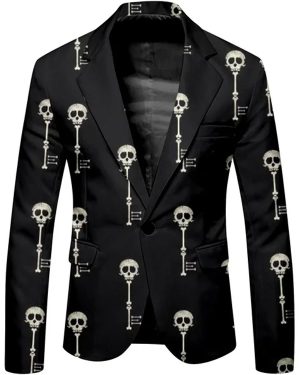 Buy Halloween Skull Key Printed Black Blazer
