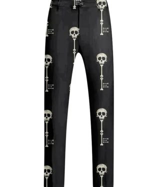 Grab Halloween Skull Key Printed Black Pant