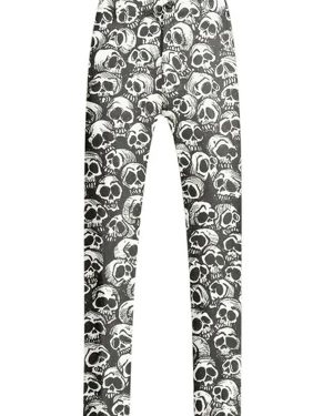 Grab Halloween Skull Printed Black Pant