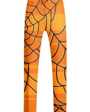 Grab Halloween Spider Web Printed Orange Pant
