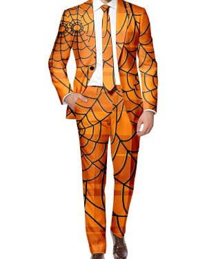 Shop Orange Spider Web Printed Suit