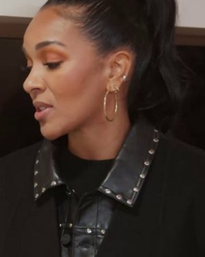 Honest Renovations S04 Lizzie Mathis Studded Trim Black Leather Jacket