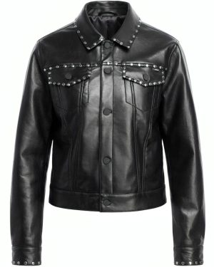 Honest Renovations S04 Lizzie Mathis Studded Black Leather Jacket