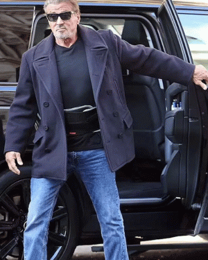 Barney Ross The Expendables 4 Sylvester Stallone Blue Wool Coat