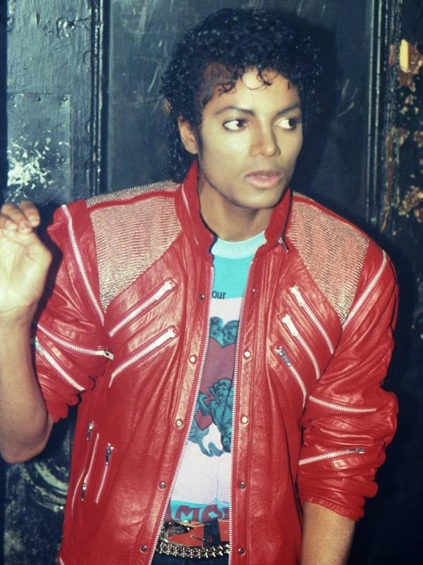 Michael Jackson Beat It Red Leather Jacket - Real Leather With Metal Mesh, Men's