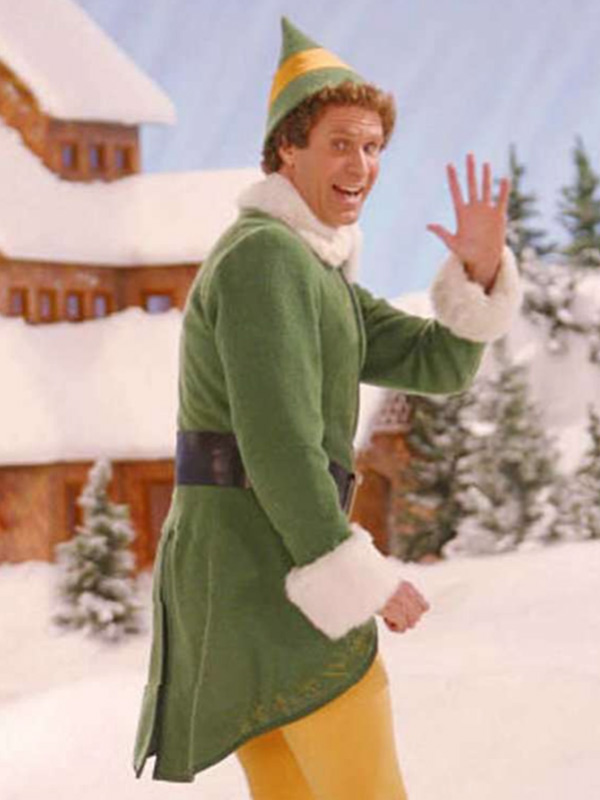 Elf Buddy Green Christmas Shearling Wool Coat