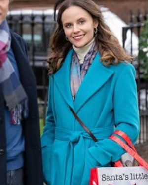 Christmas in Notting Hill Sarah Ramos Blue Trench Wool Coat