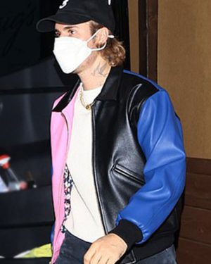 Justin Bieber Leather Bomber Jacket