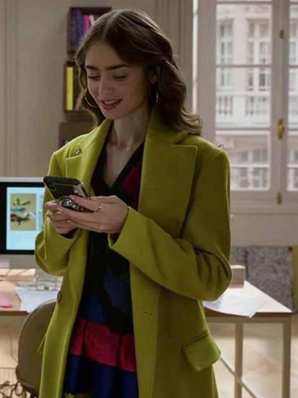Lily Collins Emily In Paris Green Coat