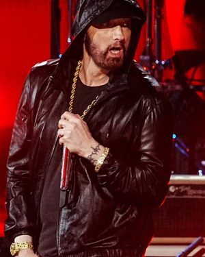 Eminem Rock and Roll Hall of Fame Concert Black Leather Jacket