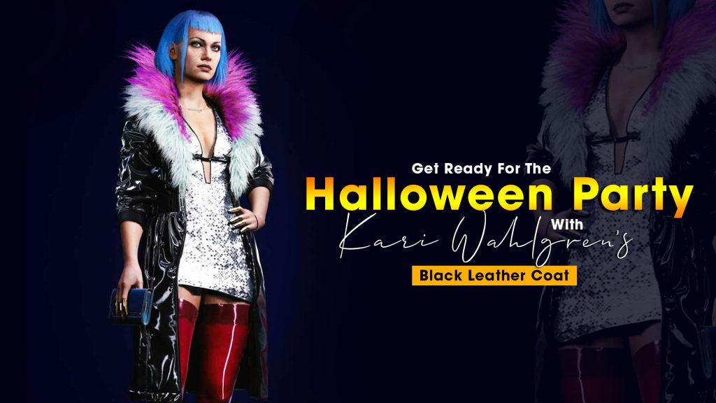 Get Ready For The Halloween Party With Kari Wahlgren's Black Leather Coat