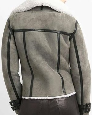 Gray Suede Leather B3 Bomber Jacket For Stylish Women