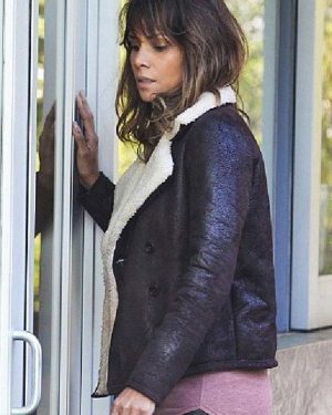 Halle Berry Brown Aviator Leather Jacket