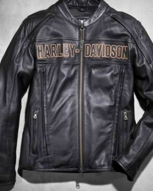 Harley Davidson Men Black Motorcycle Leather Jacket