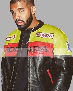 Drake Novikov London Black Biker Honda Leather Jacket