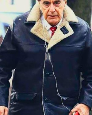 Jimmy Hoffa The Irishman 2019 Al Pacino Black Leather Jacket