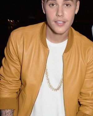 Justin Bieber Brown Bomber Leather Jacket