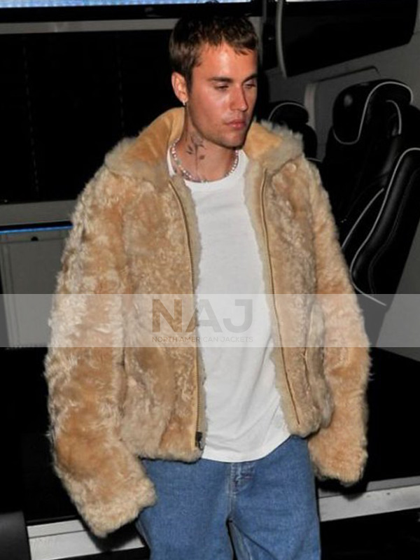 Los Angeles Justin Bieber Beige Faux Fur Coat