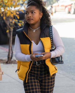 Laya DeLeon Hayes The Equalizer Delilah Winter Yellow Puffer Vest